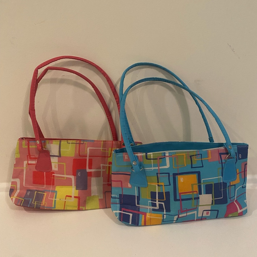 Blue & Pink Patterned Matching Bags